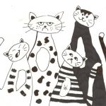 family-of-cats-square (pen & ink)